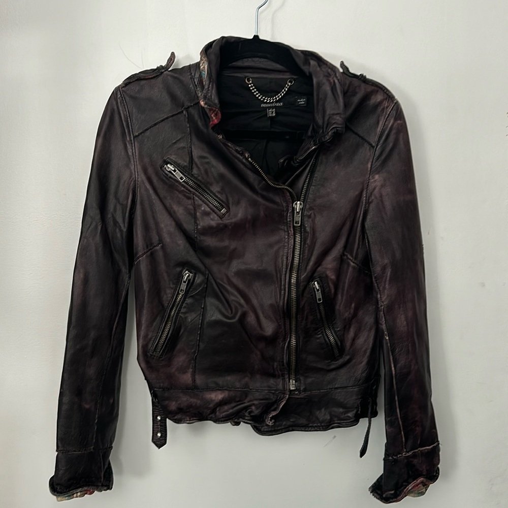 Muubaa Leather Jacket with Flannel
